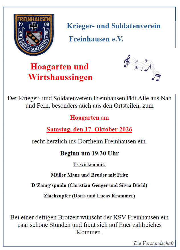 Hoagarten mit Wirtshaussingen