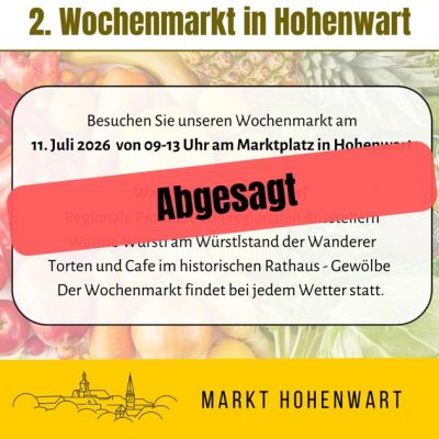 Wochenmarkt 11. Juli abgesagt