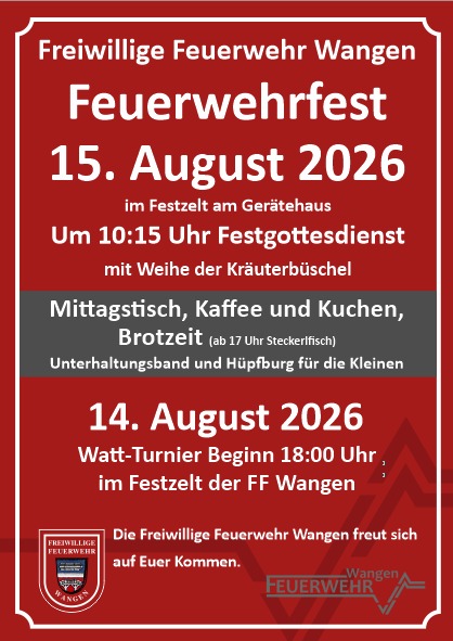 Feuerwehrfest der Freiwilligen Feuerwehr Wangen